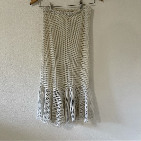 Zara Trafaluc Mesh Skirt with Frills Asymmetric Midi Off-White Half Slip-Medium - Picture 4 of 10